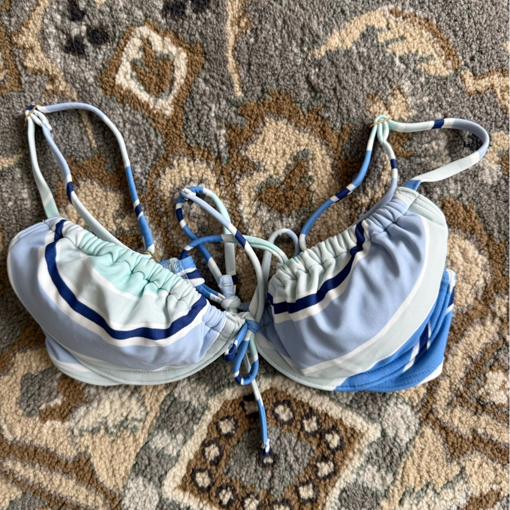 Hollister Light Blue and White Bikini Top